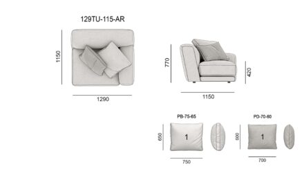 TUTTO sofa размеры фото 3