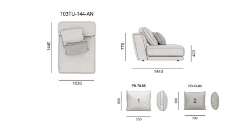 Диван TUTTO размеры фото 7