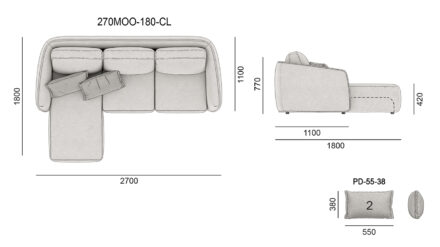 Диван MOON размеры фото 3